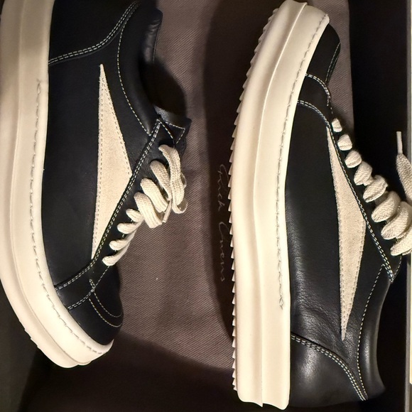 Rick Owens Black and Cream Women's Sneakers